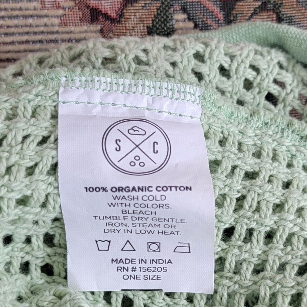 Sand Cloud Crochet Tote Green 100% Organic Cotton Mesh Boho Market Shoulder Bag - Picture 11 of 11
